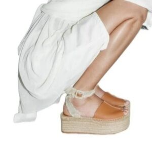 Zara LEATHER FLATFORM SANDALS